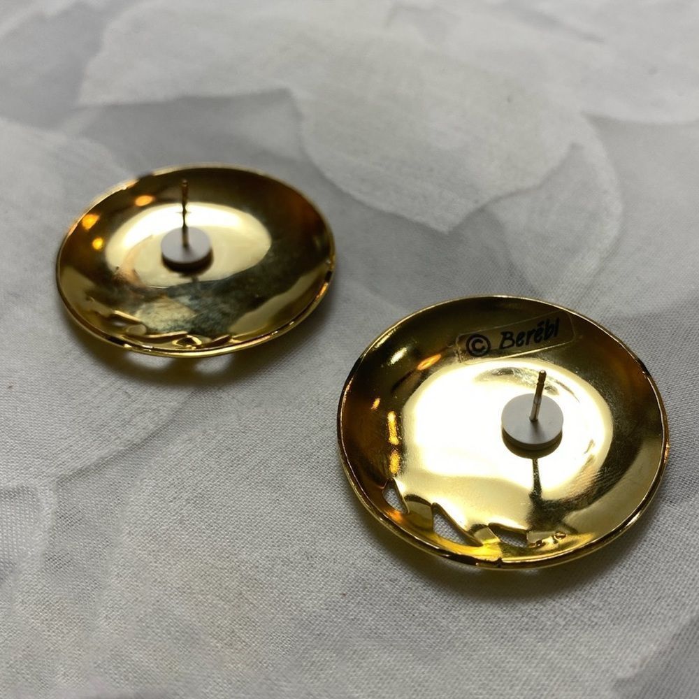 Vintage 80’s Berébi Gold And Purple Enamel Earrings - Picture 10 of 10